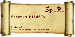 Szecska Milán névjegykártya